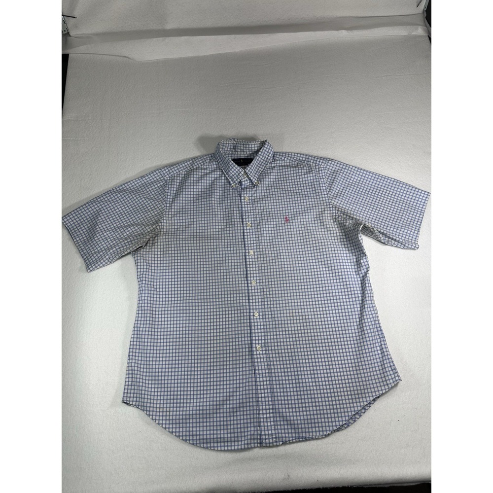 Polo Ralph Lauren Shirt XL Classic Fit Blue White Gingham Check Pink Pony Mens